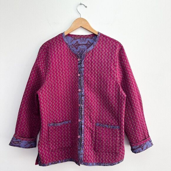 Provence D’Amour Women’s Reversible Purple and Violet Reversible Paisley Quilted - Picture 6 of 11